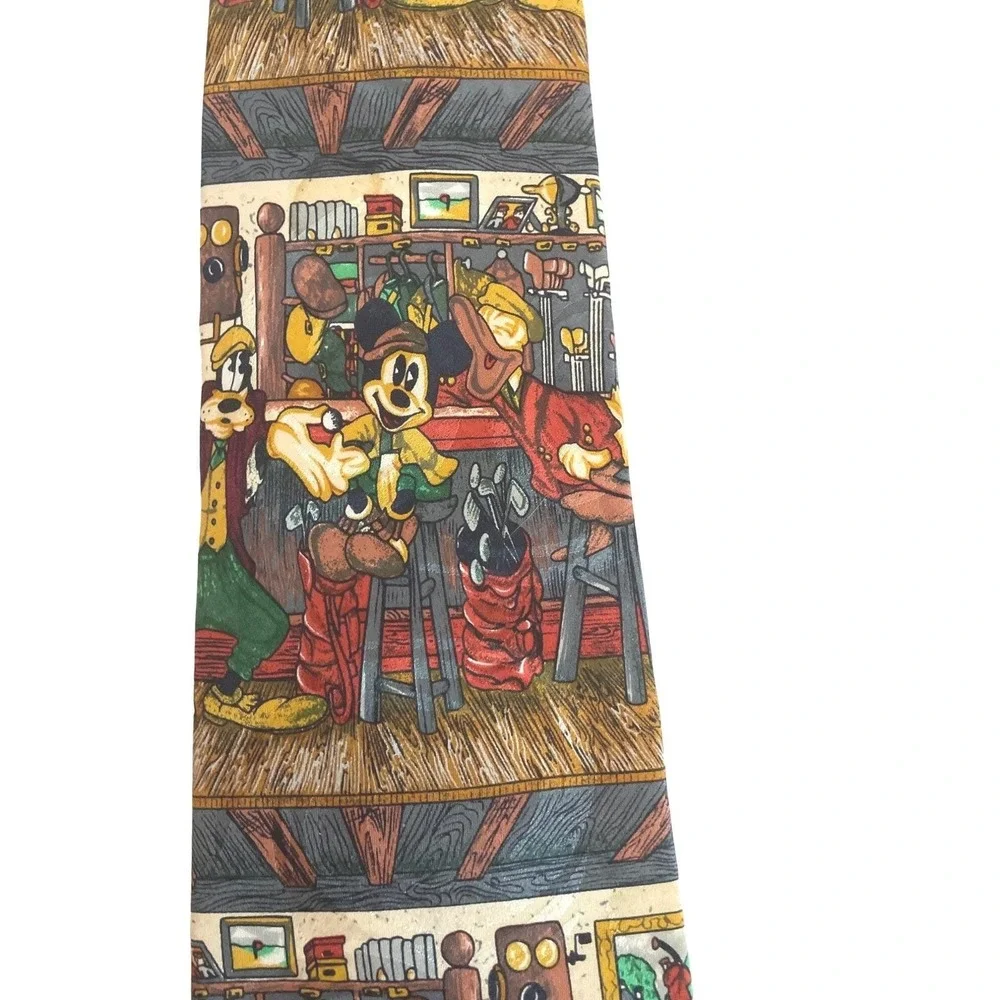 Vtg‎ Tie Golf Country Club Cartoon Mickie & CO. Mickie Mouse Goofy Donald Duck